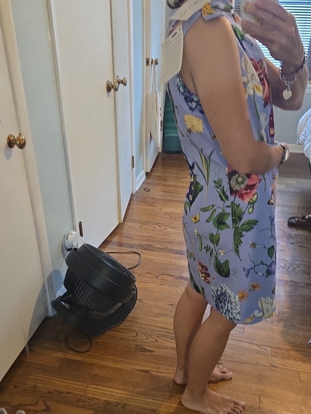 Oscar De La Renta Floral Tie-Shoulder Shift Dress in Lavender - Picture 5 of 11